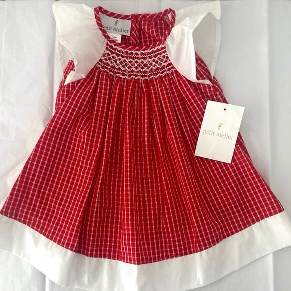 Petit Atelier Sz 12 red check dress Chritmas holiday lightweight - Picture 8 of 8
